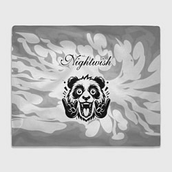 Плед флисовый Nightwish рок панда на светлом фоне, цвет: 3D-велсофт