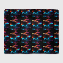 Плед флисовый Разноцветные неоновые кубы, цвет: 3D-велсофт