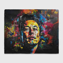 Плед флисовый Граффити портрет Илона Маска, цвет: 3D-велсофт