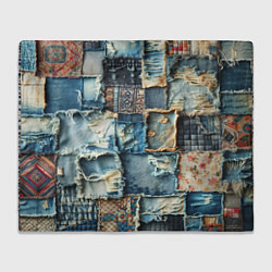 Плед флисовый Деним пэчворк-ржавчина, цвет: 3D-велсофт