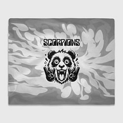 Плед флисовый Scorpions рок панда на светлом фоне, цвет: 3D-велсофт
