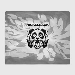 Плед флисовый Nickelback рок панда на светлом фоне, цвет: 3D-велсофт