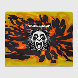 Плед флисовый Nickelback рок панда и огонь, цвет: 3D-велсофт