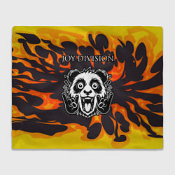 Плед флисовый Joy Division рок панда и огонь, цвет: 3D-велсофт