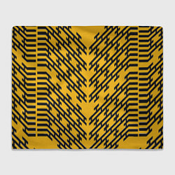 Плед флисовый Чёрные полосы на жёлтом фоне, цвет: 3D-велсофт