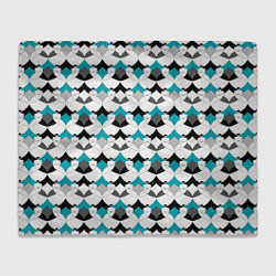 Плед флисовый Разноцветный черный голубой с белым геометрический, цвет: 3D-велсофт