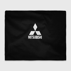 Плед флисовый Mitsubishi logo white, цвет: 3D-велсофт