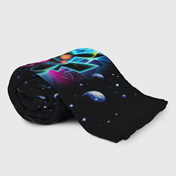 Плед флисовый Пикачу в космосе - ужас, цвет: 3D-велсофт — фото 2