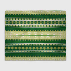 Плед флисовый Зеленый этнический паттерн, цвет: 3D-велсофт