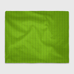 Плед флисовый Ярко-зелёный в маленькие чёрные полоски, цвет: 3D-велсофт