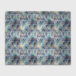 Плед флисовый Паттерн из волков, цвет: 3D-велсофт