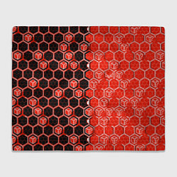 Плед флисовый Техно-киберпанк шестиугольники красный и чёрный, цвет: 3D-велсофт