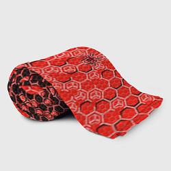 Плед флисовый Техно-киберпанк шестиугольники красный и чёрный с, цвет: 3D-велсофт — фото 2