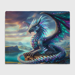 Плед флисовый Крылатый сказочный дракон - нейросеть, цвет: 3D-велсофт