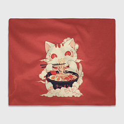 Плед флисовый Japanese cat eats ramen, цвет: 3D-велсофт