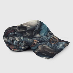 Плед флисовый Коллаж винтажный с черепом - нейроарт, цвет: 3D-велсофт — фото 2