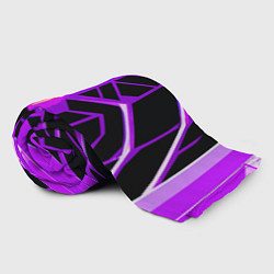 Плед флисовый Фиолетовые линии на чёрном фоне, цвет: 3D-велсофт — фото 2