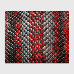 Плед флисовый Змеиная объемная текстурная красная шкура, цвет: 3D-велсофт