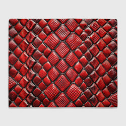 Плед флисовый Змеиная объемная текстурная красная кожа, цвет: 3D-велсофт