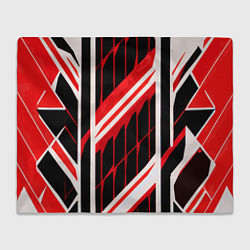 Плед флисовый Red and white lines on a black background, цвет: 3D-велсофт