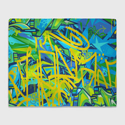 Плед флисовый Желто-зеленое граффити, цвет: 3D-велсофт