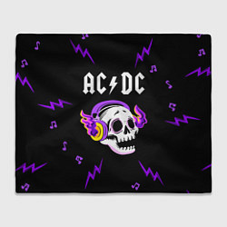 Плед флисовый AC DC неоновый череп, цвет: 3D-велсофт