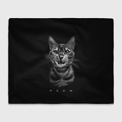 Плед флисовый Cat meow black and white - big picture, цвет: 3D-велсофт