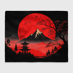 Плед флисовый Красный закат и горы, цвет: 3D-велсофт