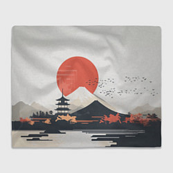 Плед флисовый Японский осенний пейзаж, цвет: 3D-велсофт