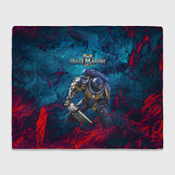 Плед флисовый Warhammer 40000 space marine 2 ультрамарин, цвет: 3D-велсофт