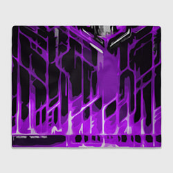 Плед флисовый Abstract purple stripes on a black background, цвет: 3D-велсофт