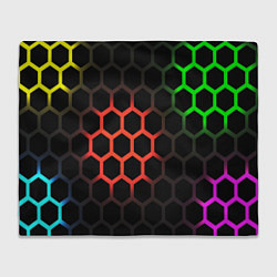 Плед флисовый Hexagon neon, цвет: 3D-велсофт