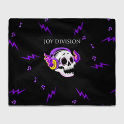 Плед флисовый Joy Division неоновый череп, цвет: 3D-велсофт