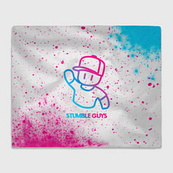 Плед флисовый Stumble Guys neon gradient style, цвет: 3D-велсофт