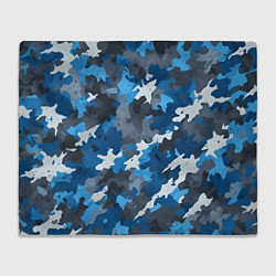 Плед флисовый Синий армейский камуфляж, цвет: 3D-велсофт