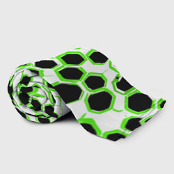 Плед флисовый Чёрно-зелёные шестиугольники на белом фоне, цвет: 3D-велсофт — фото 2