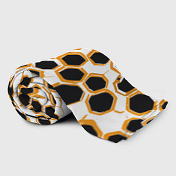Плед флисовый Чёрно-жёлтые шестиугольники на белом фоне, цвет: 3D-велсофт — фото 2