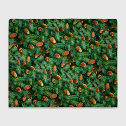 Плед флисовый Ёлка зелёная с шишками, цвет: 3D-велсофт