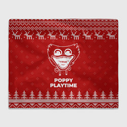 Плед флисовый Новогодний Poppy Playtime с оленями, цвет: 3D-велсофт
