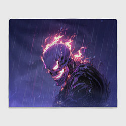 Плед флисовый Ghost Rider - Neon rain, цвет: 3D-велсофт
