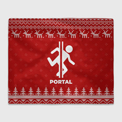 Плед флисовый Новогодний Portal с оленями, цвет: 3D-велсофт