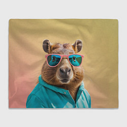 Плед флисовый Модная капибара в отпуске, цвет: 3D-велсофт