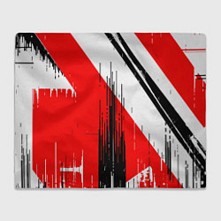 Плед флисовый Вертикальные чёрные линии на красно-белом фоне, цвет: 3D-велсофт