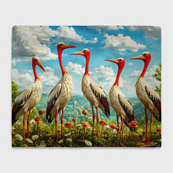 Плед флисовый Аисты в горах, цвет: 3D-велсофт