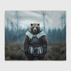 Плед флисовый Воин русский медведь, цвет: 3D-велсофт