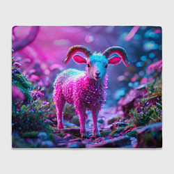 Плед флисовый Козлик в розовом, цвет: 3D-велсофт