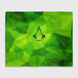 Плед флисовый Assassins Creed green poly, цвет: 3D-велсофт