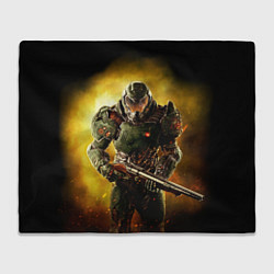 Плед флисовый Doom guy slayer, цвет: 3D-велсофт