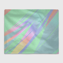 Плед флисовый Светлый зелёный мятный с полосами градиент, цвет: 3D-велсофт