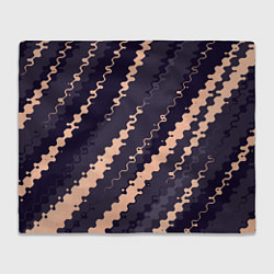 Плед флисовый Фиолетовый с бежевым искажённые полосы, цвет: 3D-велсофт